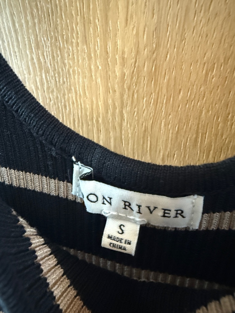 Moon River Stripe Bodice Mixed Media Midi Dress Black/ Tan Color Size Small - Picture 8 of 13